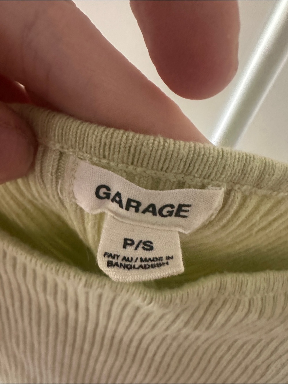 Garage Light Green Ribbed Square-Neck Crop - Picture 3 of 3